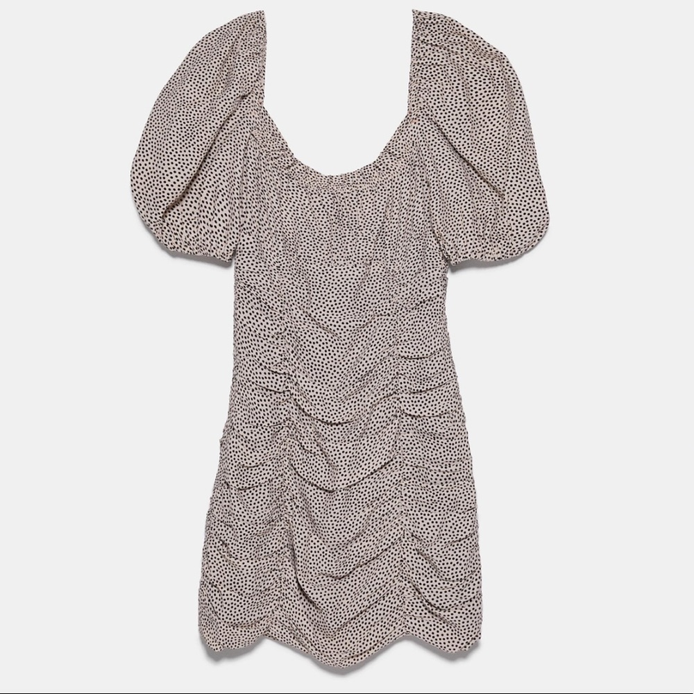 NEW ZARA DRAPED POLKA DOT DRESS TRF